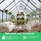 8'x14' aluminum greenhouses kit for outdoors, polycarbonate greenhouse, close-up detail