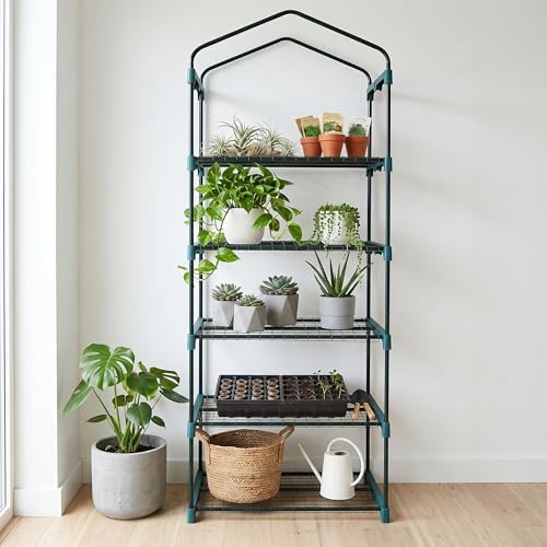 worth garden 5 tier mini sun shade greenhouse, front angle view