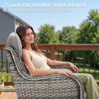 Luxury Swivel Rocker Chairs Fire Pit Set with 6" Thick Cushion 7 piece Wicker Outdoor Patio Chair with Sofa and Ottoman,Comfortable High Back Outdoor Patio Furniture Set - Gray | Gray