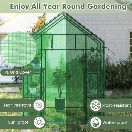 happygrill greenhouse for outdoors, portable greenhouse with pe, side view