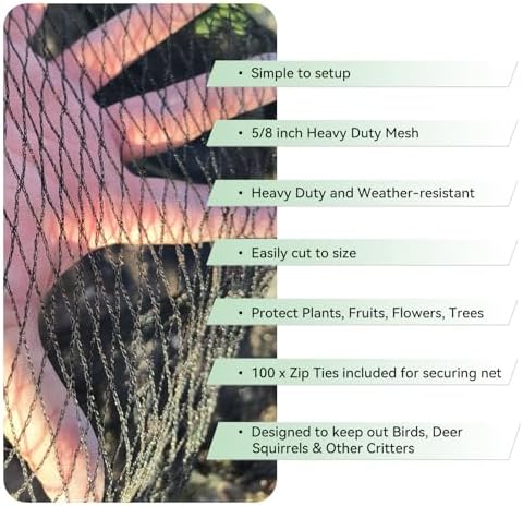 bird netting 25x50 ft 1 inch mesh heavy on a desk or shelf