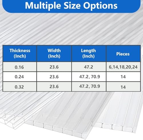 dgsl 14 pcs polycarbonate greenhouse panels, 6' x, front angle view