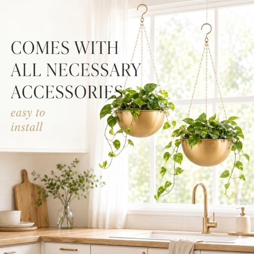 acelist gold hanging planter for indoor plants, set, view 9