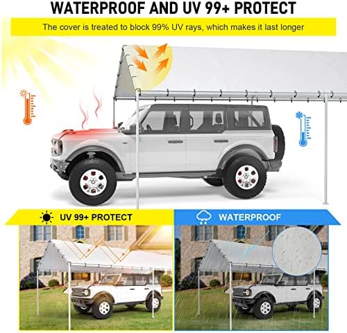 20 ft carport replacement canopy cover garage top showing dimensions