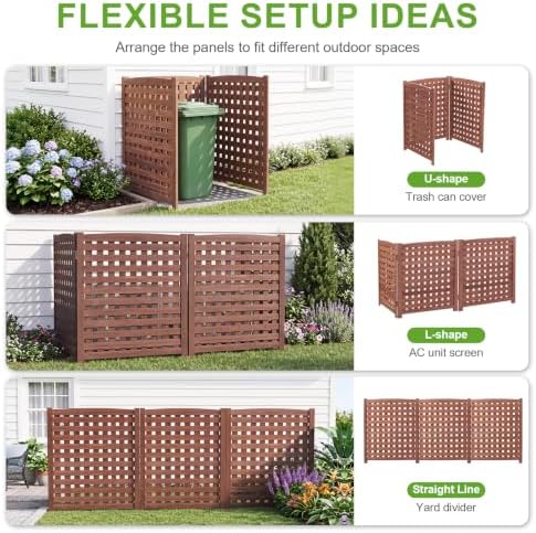 3-panel outdoor air conditioner fence screen, outside wood, package contents