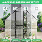 8'x14' aluminum greenhouses kit for outdoors, polycarbonate greenhouse, side view