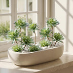 large artificial succulent plants, 20.8-inch gray-green spiky rosettes, side view