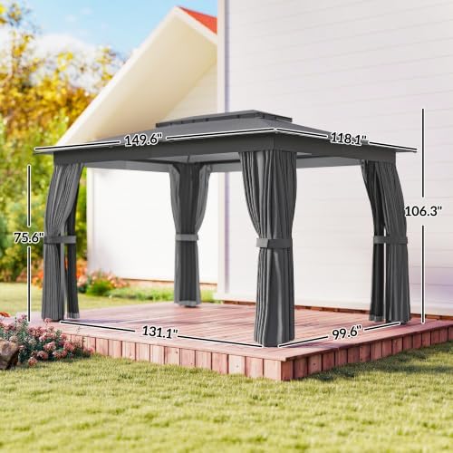 outsunny 10' x 12' outdoor patio gazebo with on a desk or shelf