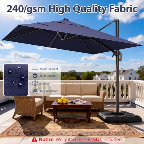 9' x 12' cantilever patio umbrella rectangle outdoor showing dimensions