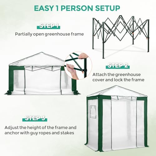 eagle peak 6x4 walk in pop up greenhouse, side view
