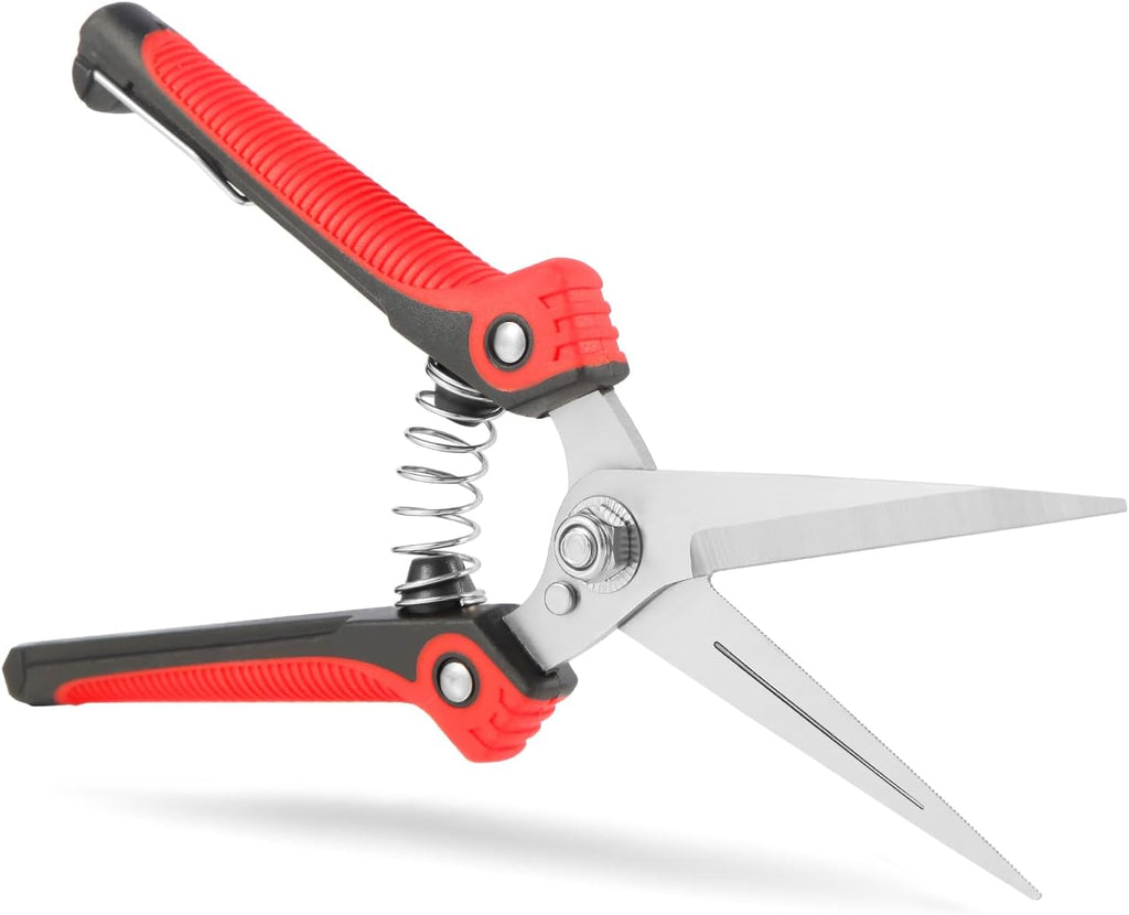 Gardening Scissors Hand Pruner Pruning Shear with Straight Stainless Steel Blades, Flower Cutter Garden Clippers, 8.1 Inch (Red)