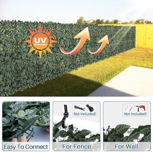 coarbor 3 packs 39"x117" artificial ivy privacy fence showing dimensions