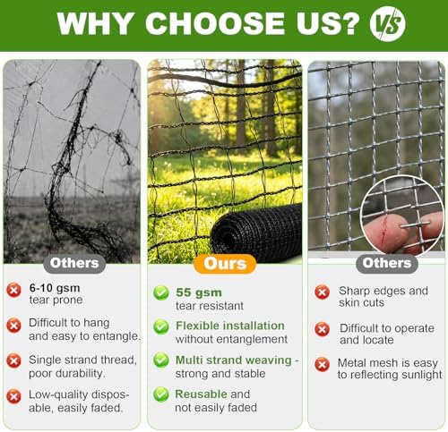 4x100ft deer fence netting for garden, 55gsm plastic, close-up detail
