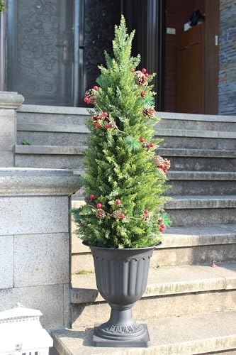 3ft artificial topiary trees artificial cedar trees uv, front angle view