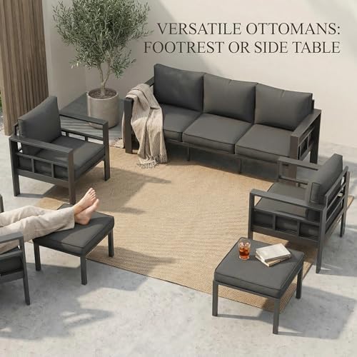 udpatio aluminum patio furniture set, 7-piece outdoor sectional on a desk or shelf