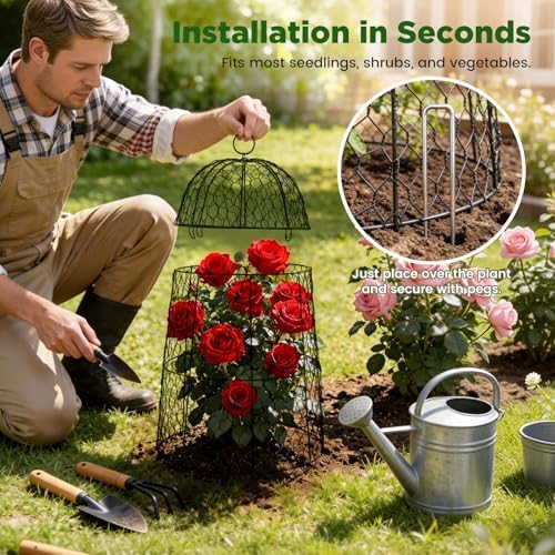 xl metal garden cloches for plants, 17" tall on a desk or shelf