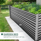 land guard 8x4x3ft rectangular galvanized raised garden beds, side view