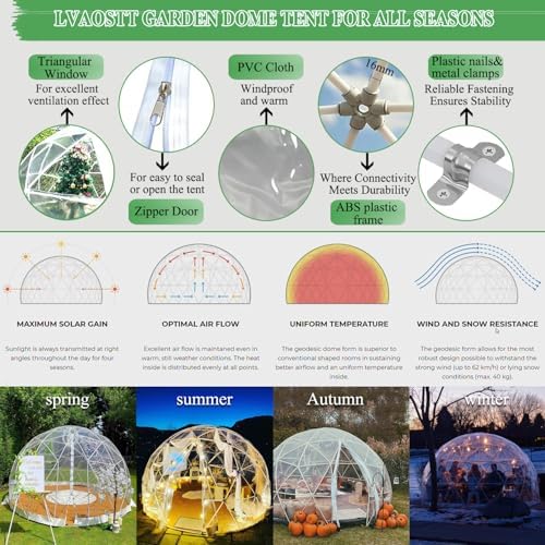 garden dome 12ft clear tent outdoor for garden, side view