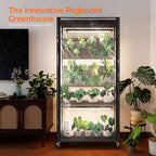 bstrip indoor greenhouse with grow light and pegboard shown in use