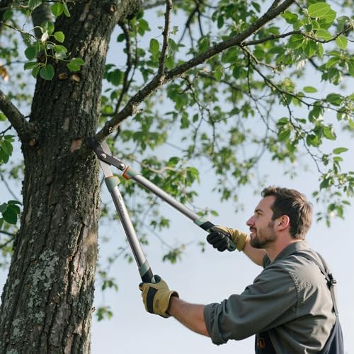 prunepro® loppers for tree trimming stainless steel branch, front angle view