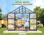 amerlife 10x12 ft polycarbonate greenhouse with 4 roof, close-up detail