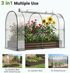 docred galvanized raised garden bed with pvc cover, side view