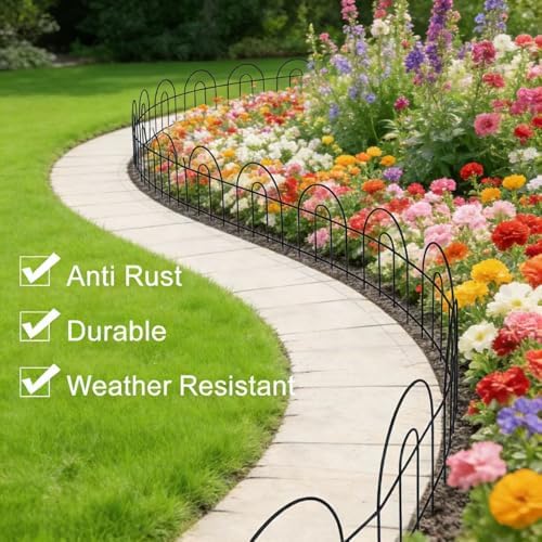 zeny 35 pack decorative garden fence fencing, 50 showing dimensions