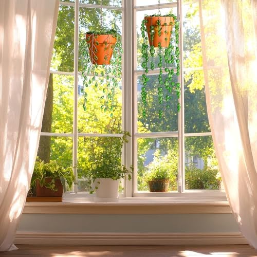 suncalla 2 pcs beaded plant suncatche glass leaf, side view