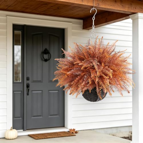 2 set artificial fall ferns hanging plants for, close-up detail