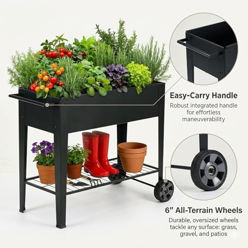 31.5" tall elevated mobile raised garden bed with on a desk or shelf