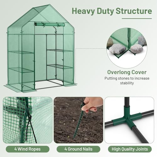 happygrill greenhouses for outdoors,potable greenhouse with pe cover, side view