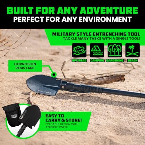 rhino usa survival shovel with pick - military on a desk or shelf