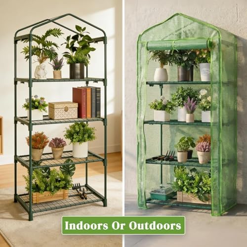 4 tier mini greenhouse - portable indoor outdoor shown in use