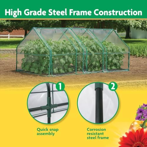 miracle-gro greenhouse, quick snap assembly, clear, 3'x8'x3', side view