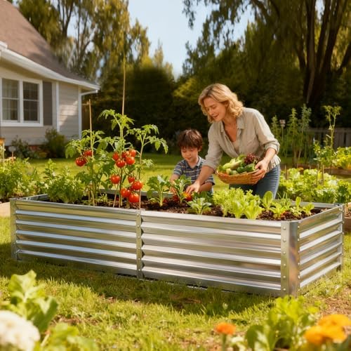 dumos galvanized raised garden bed with cover, clear, package contents