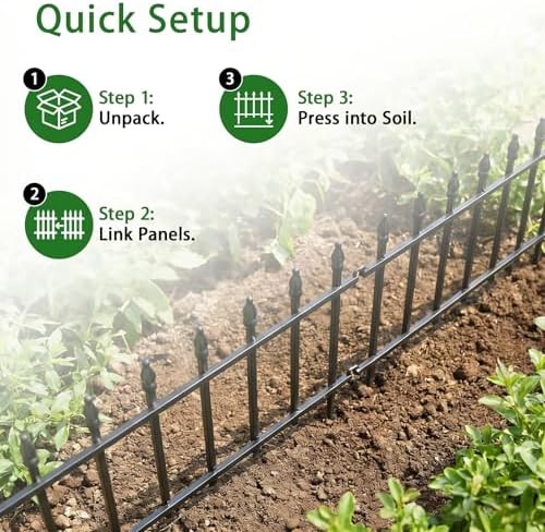 garden border fence, 23" w x 17" h showing dimensions