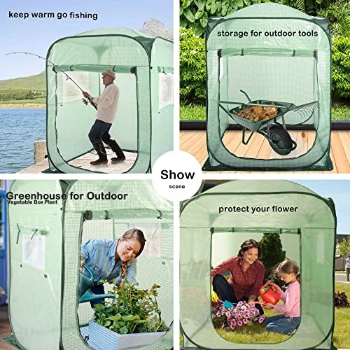 porayhut pop up greenhouse tent,portable x-large walk-in flower, front angle view