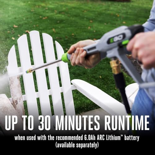 ego power+ electric pressure washer, 2100 psi power showing dimensions