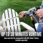 ego power+ electric pressure washer, 2100 psi power showing dimensions