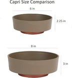 The HC Companies 6 Inch Round Plastic Succulent Capri Bowl 6"x6"x2.25" in Artisan Taupe with Copper Bottom Color