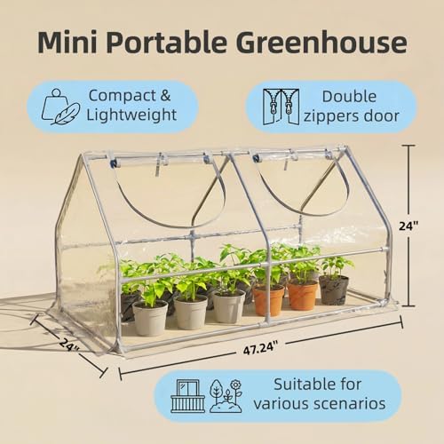portable mini greenhouse, 47"x24"x24" greenhouses for outdoors with shown in use