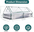 dumos galvanized raised garden bed with cover, clear, side view