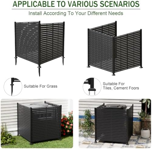 3 panels outdoor air conditioner fence, 48" w, front angle view