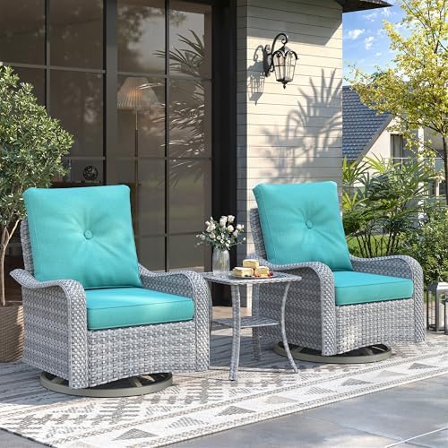 2-seat modern patio furniture set with swivel rocking showing dimensions