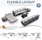 nicesoul 13 piece outdoor sectional w/fire pit table, close-up detail