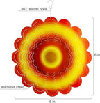 Sun Wind Spinner Outdoor Decor, Yellow Orange Sunflower 6 Inch 3D Wind Sculpture for Garden Patio Yard Hanging, Ideal Gifts for Mom Women