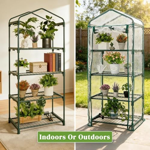 mini greenhouse for indoor outdoor, small plants green shown in use