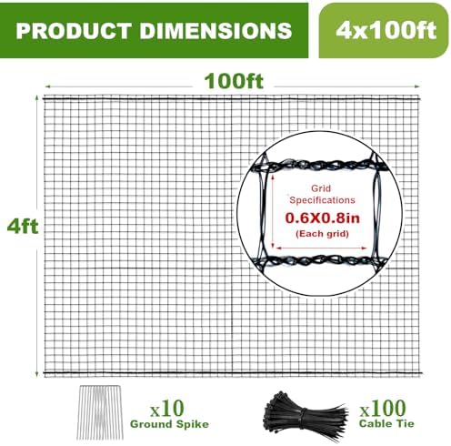 4x100ft deer fence netting for garden, 55gsm plastic shown in use