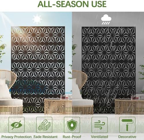 cofar metal privacy screen outdoor 72" h×44" w, side view
