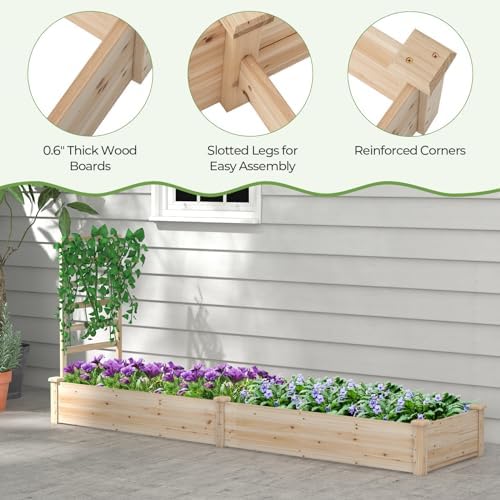 s afstar raised garden bed with trellis &, front angle view